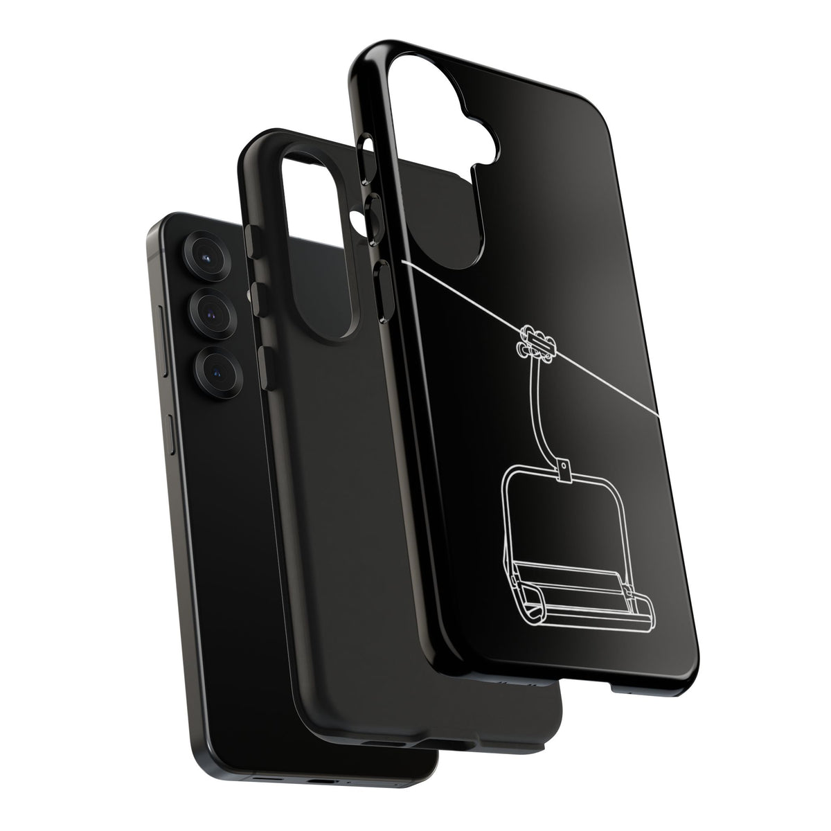 Ski Lift Line Art Tough Phone Case — Minimalist Mountain Chairlift Design