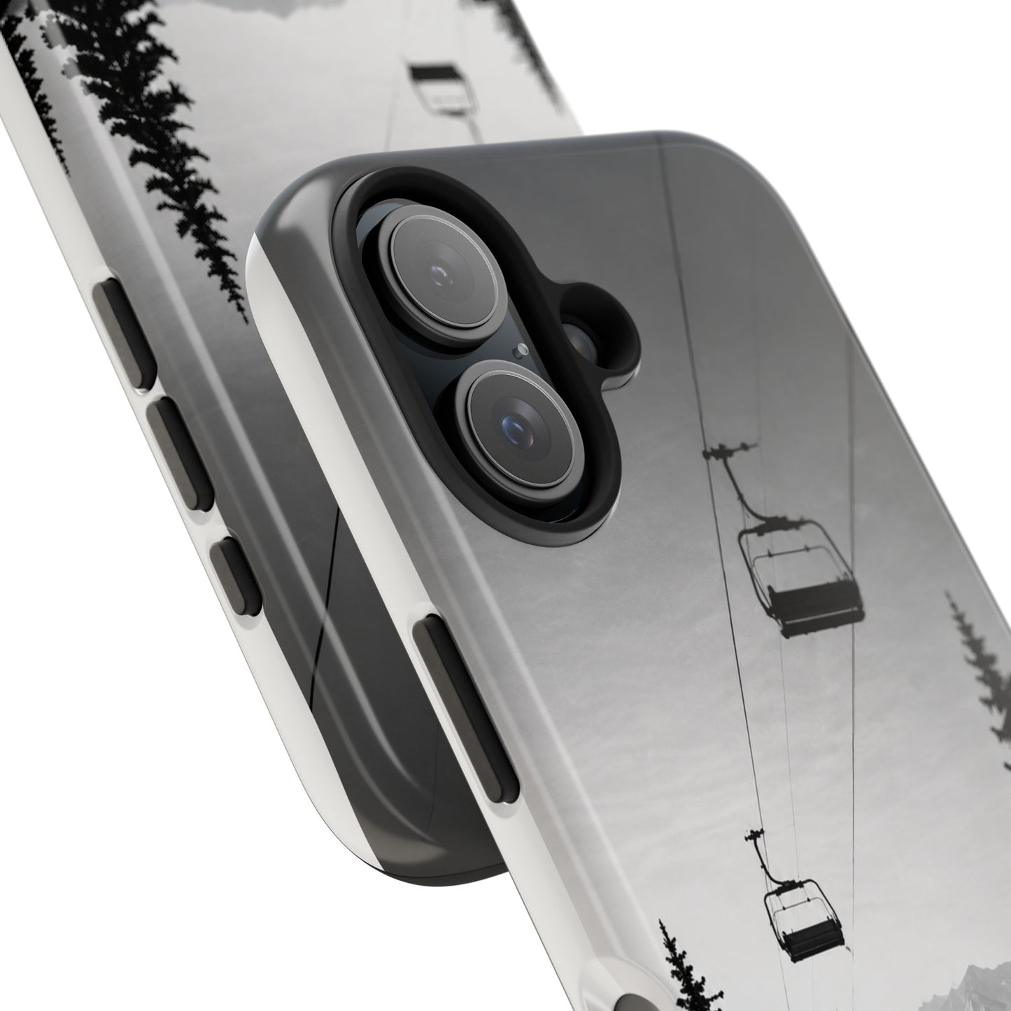 Tough Phone Case — Monochrome Mountain Ski Lift Design