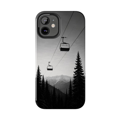 Tough Phone Case — Monochrome Mountain Ski Lift Design