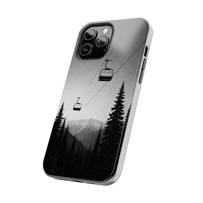 Tough Phone Case — Monochrome Mountain Ski Lift Design