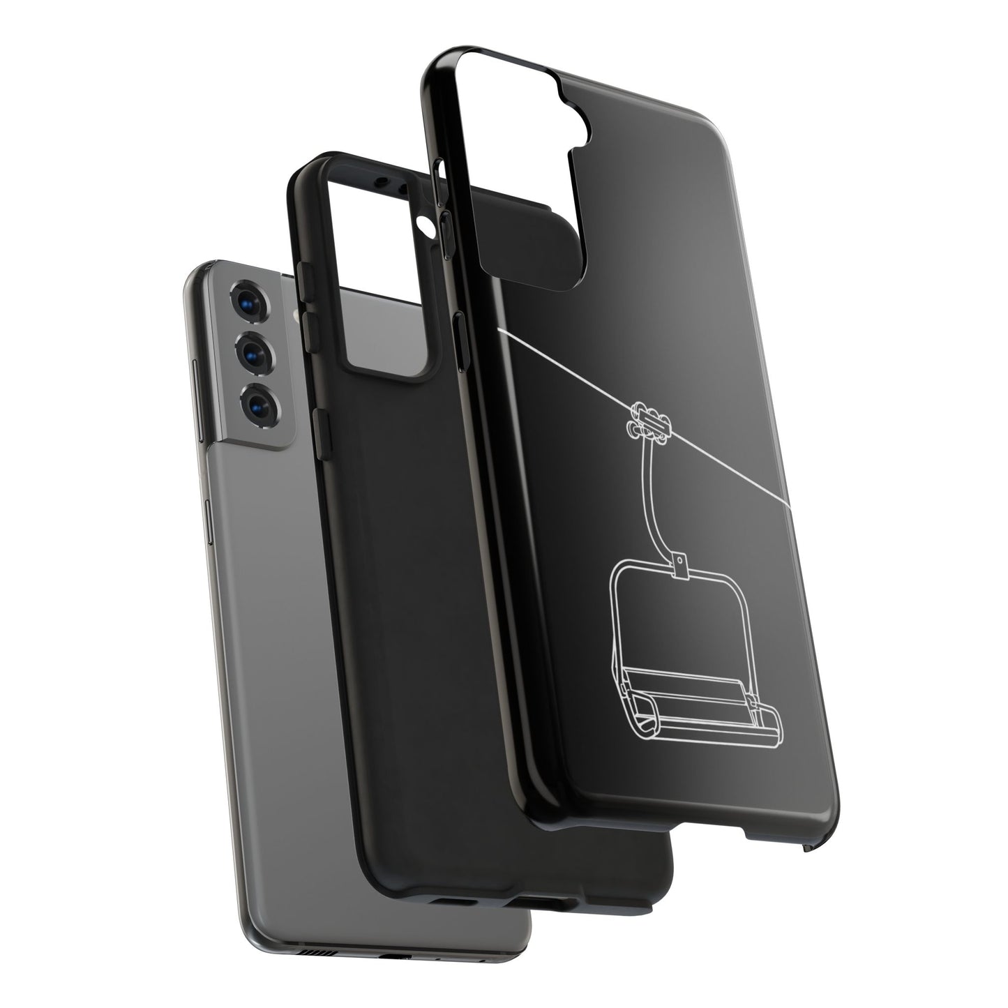 Ski Lift Line Art Tough Phone Case — Minimalist Mountain Chairlift Design