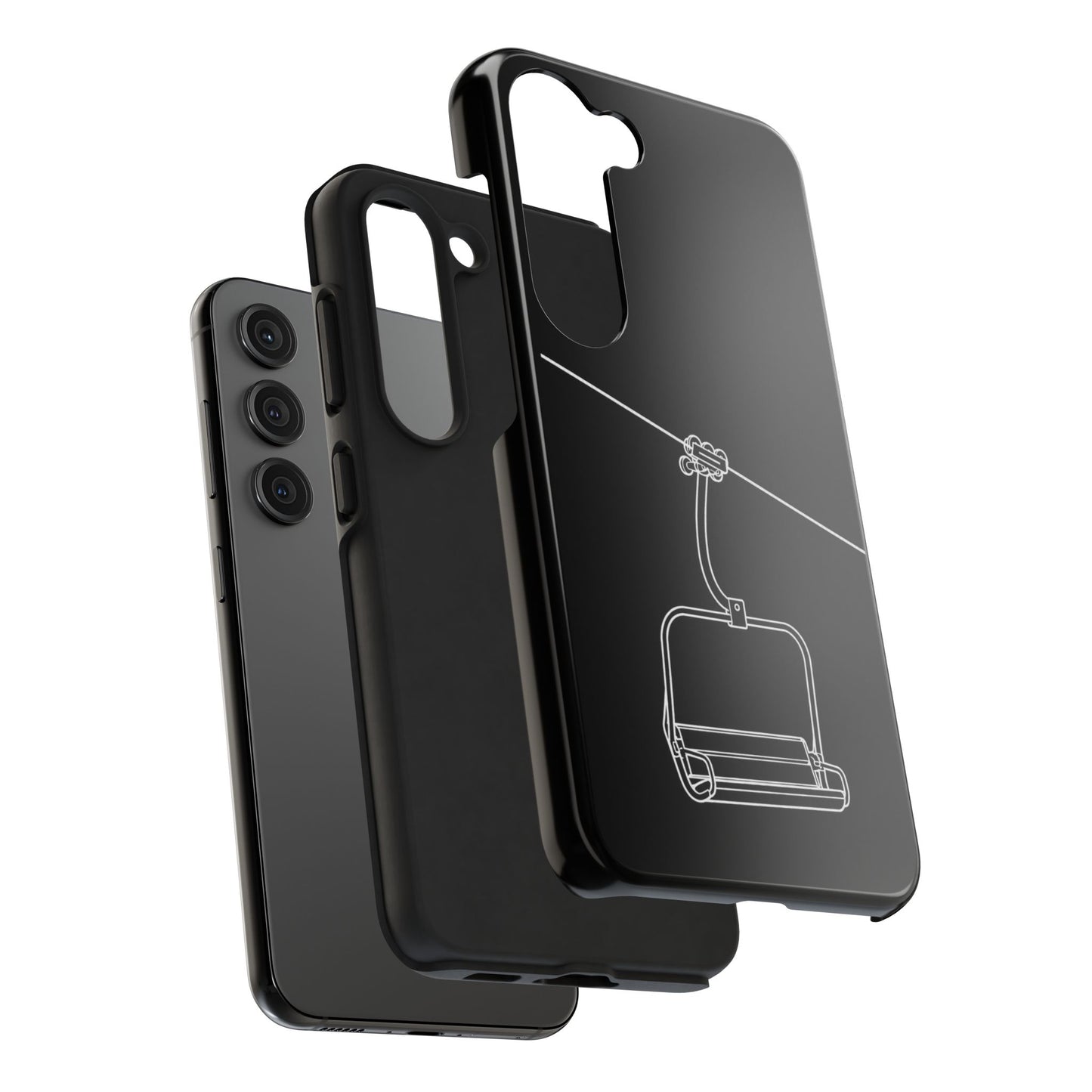Ski Lift Line Art Tough Phone Case — Minimalist Mountain Chairlift Design