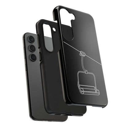 Ski Lift Line Art Tough Phone Case — Minimalist Mountain Chairlift Design