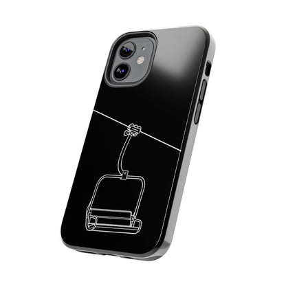 Ski Lift Line Art Tough Phone Case — Minimalist Mountain Chairlift Design
