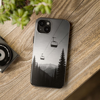 Tough Phone Case — Monochrome Mountain Ski Lift Design
