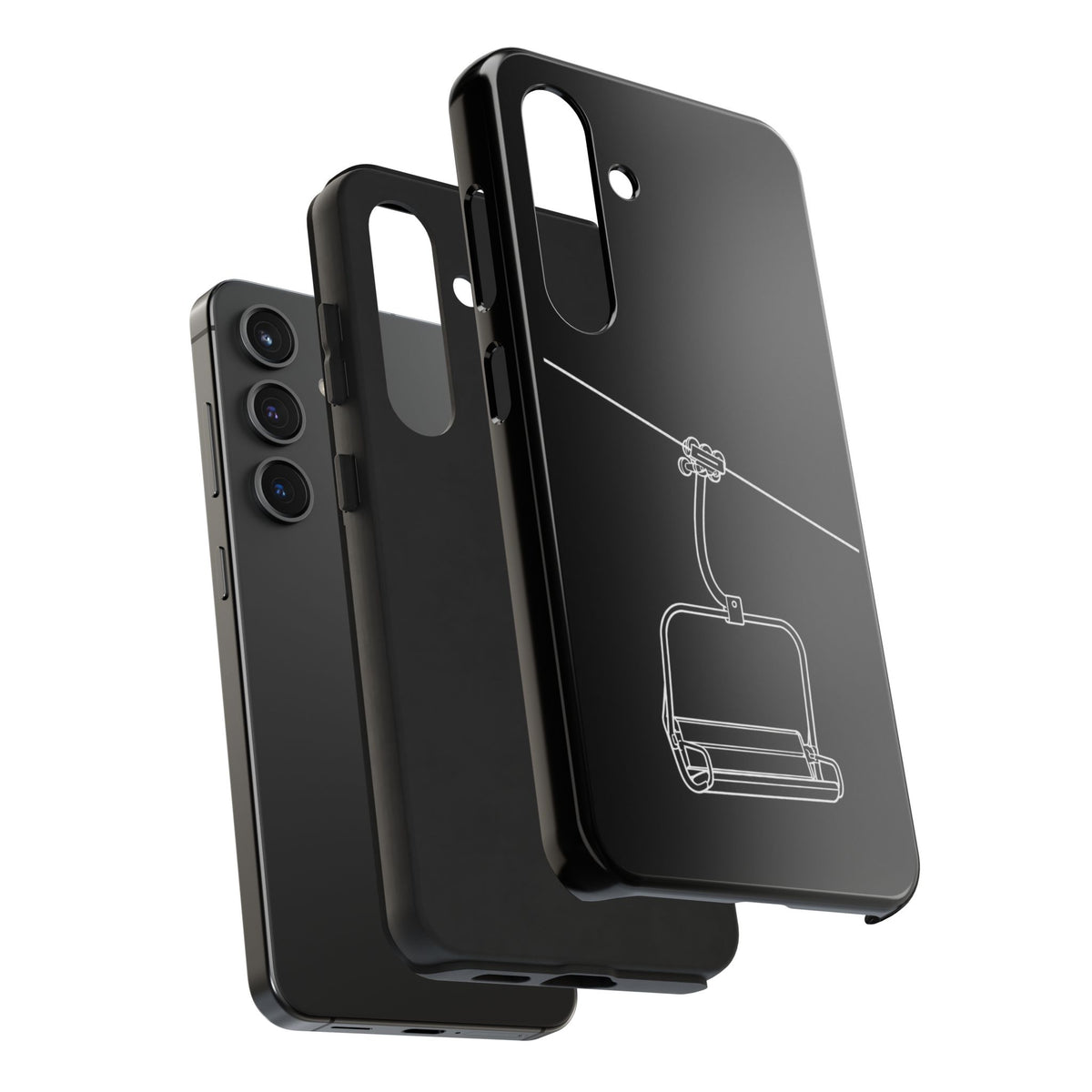 Ski Lift Line Art Tough Phone Case — Minimalist Mountain Chairlift Design