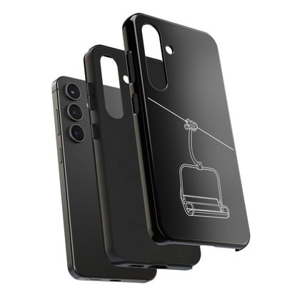 Ski Lift Line Art Tough Phone Case — Minimalist Mountain Chairlift Design