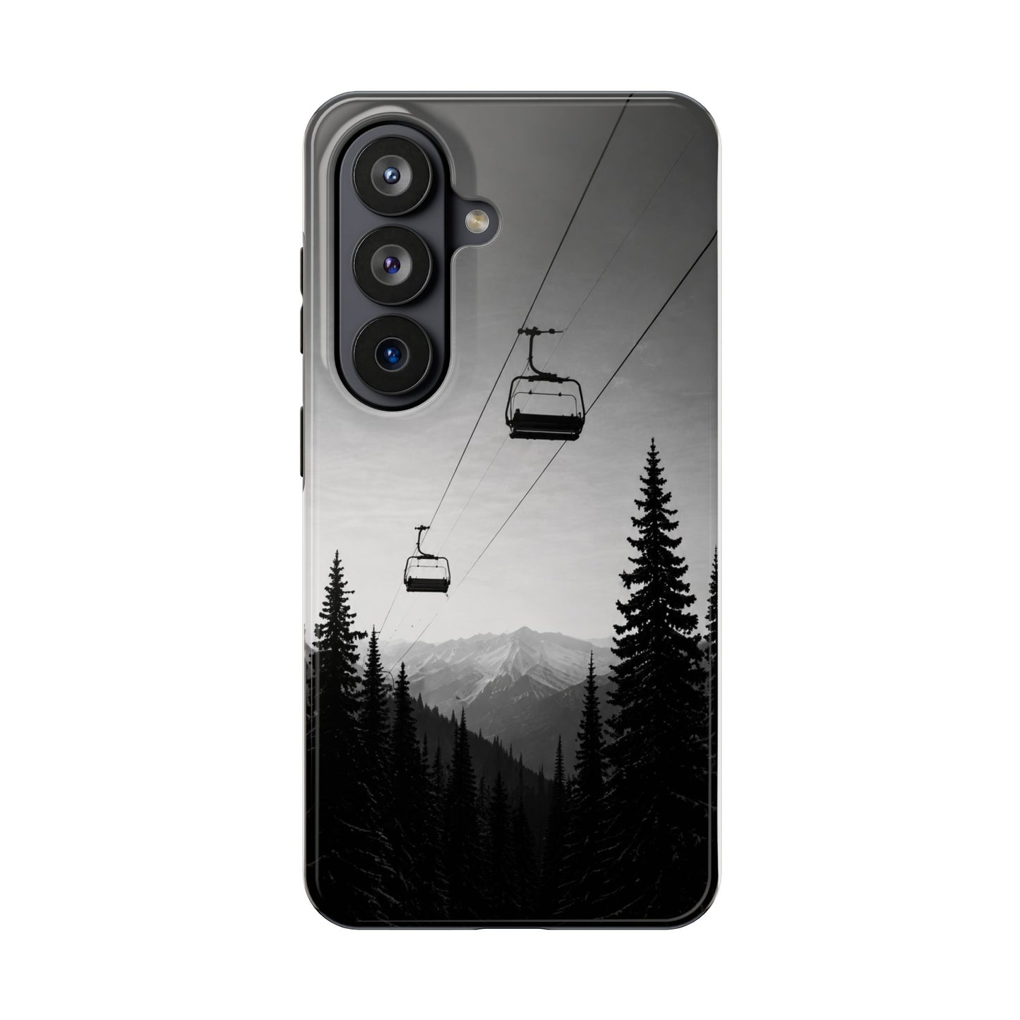 Tough Phone Case — Monochrome Mountain Ski Lift Design