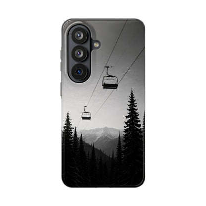 Tough Phone Case — Monochrome Mountain Ski Lift Design