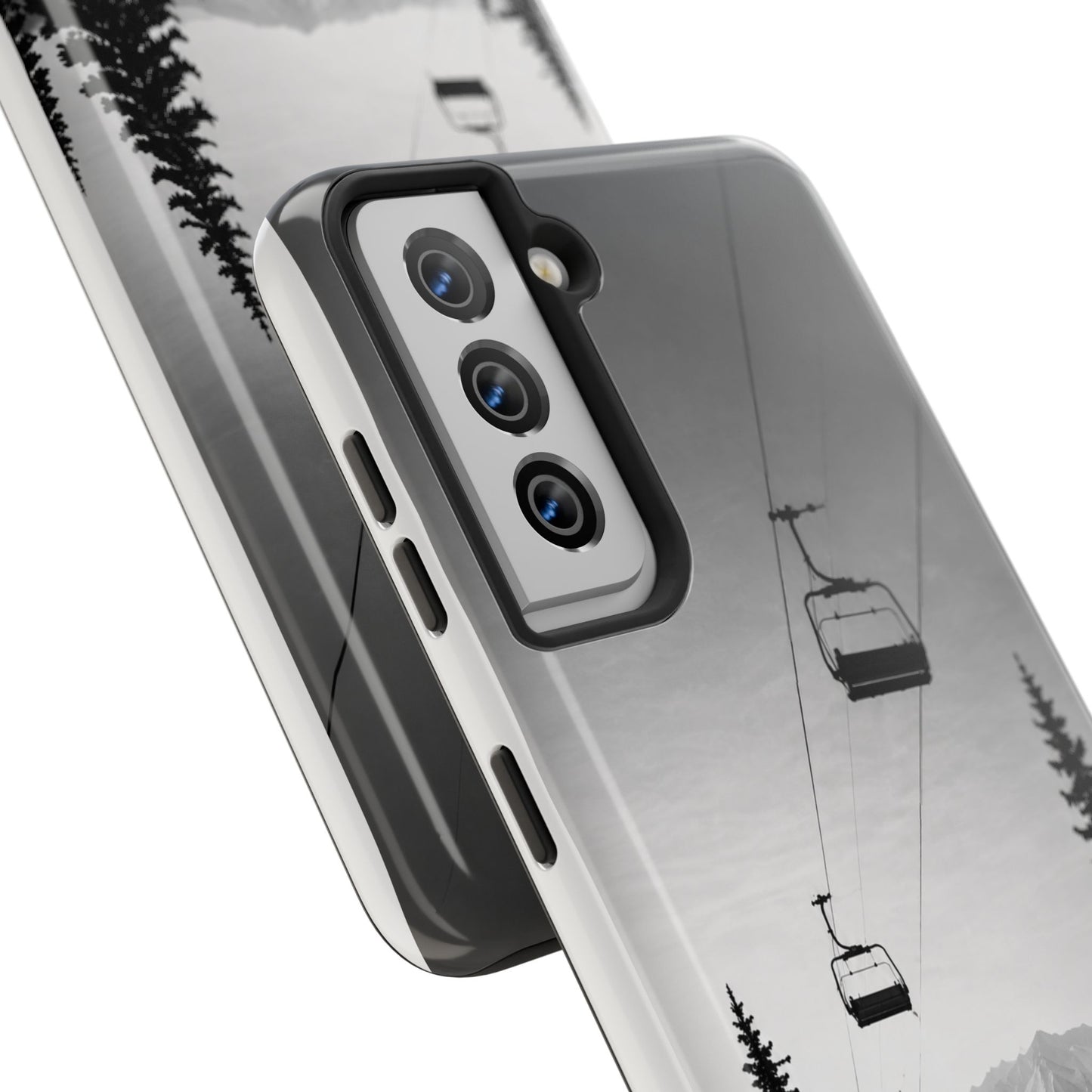 Tough Phone Case — Monochrome Mountain Ski Lift Design
