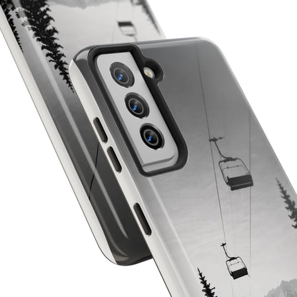 Tough Phone Case — Monochrome Mountain Ski Lift Design