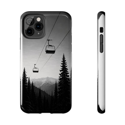 Tough Phone Case — Monochrome Mountain Ski Lift Design