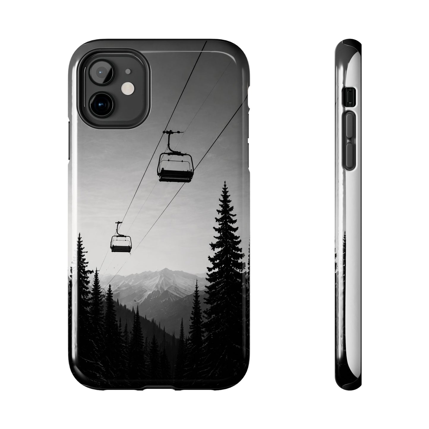 Tough Phone Case — Monochrome Mountain Ski Lift Design