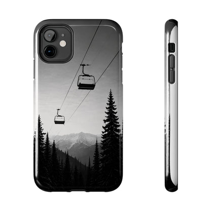Tough Phone Case — Monochrome Mountain Ski Lift Design