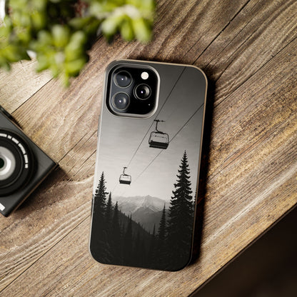 Tough Phone Case — Monochrome Mountain Ski Lift Design