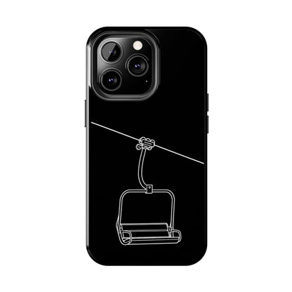 Ski Lift Line Art Tough Phone Case — Minimalist Mountain Chairlift Design