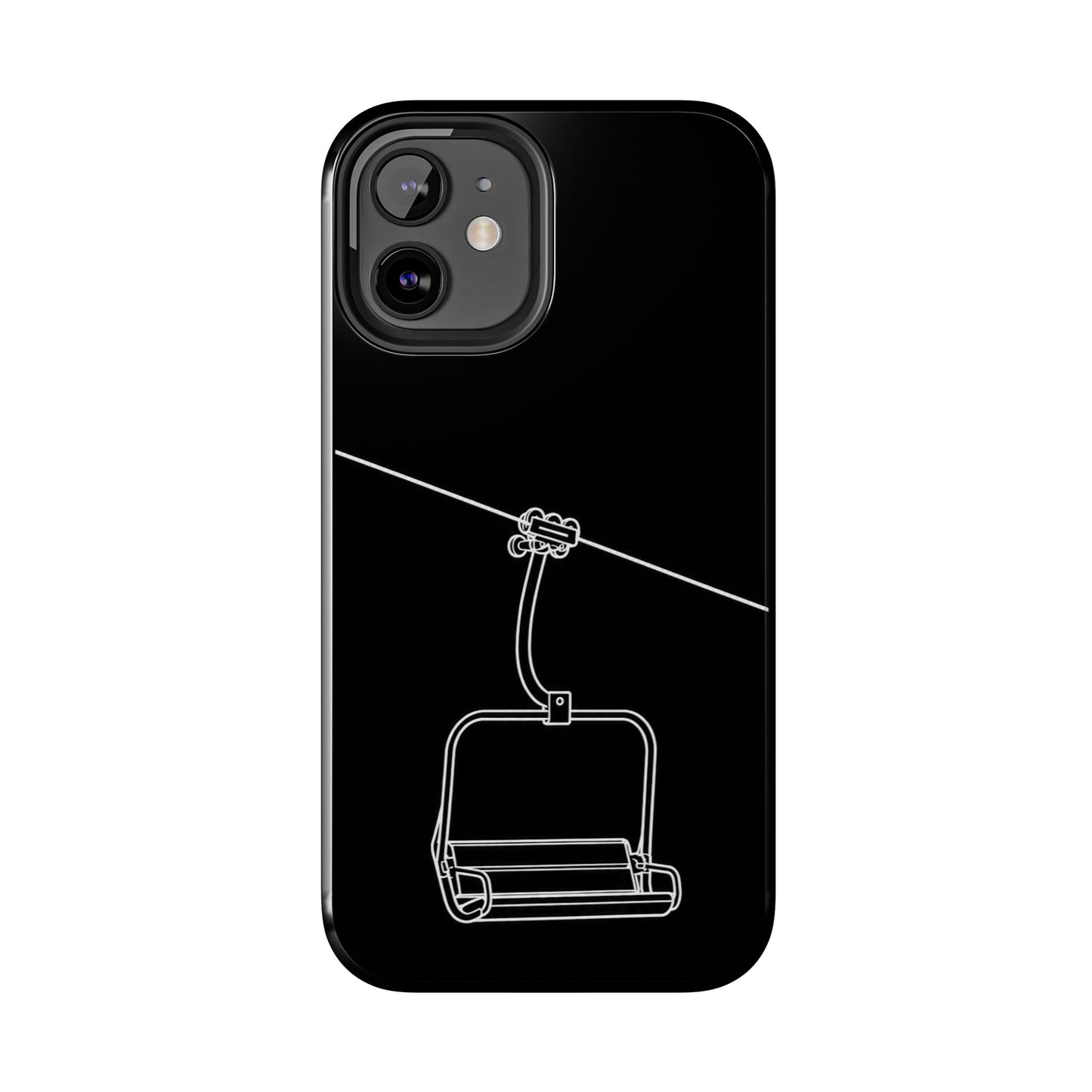 Ski Lift Line Art Tough Phone Case — Minimalist Mountain Chairlift Design