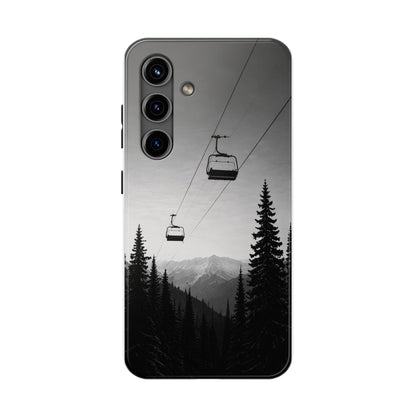 Tough Phone Case — Monochrome Mountain Ski Lift Design
