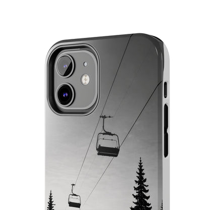 Tough Phone Case — Monochrome Mountain Ski Lift Design