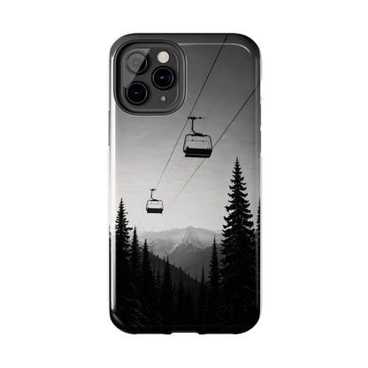 Tough Phone Case — Monochrome Mountain Ski Lift Design