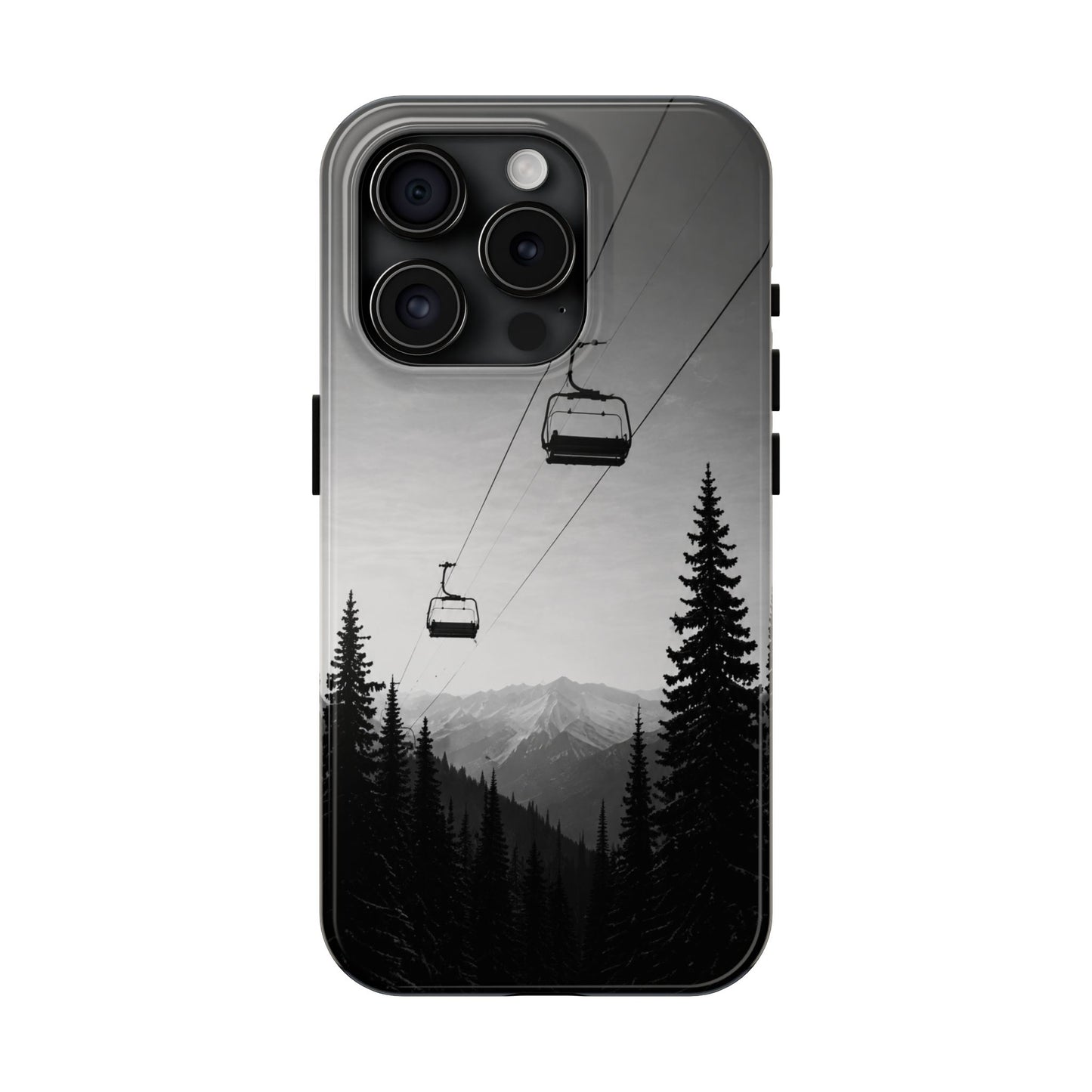 Tough Phone Case — Monochrome Mountain Ski Lift Design