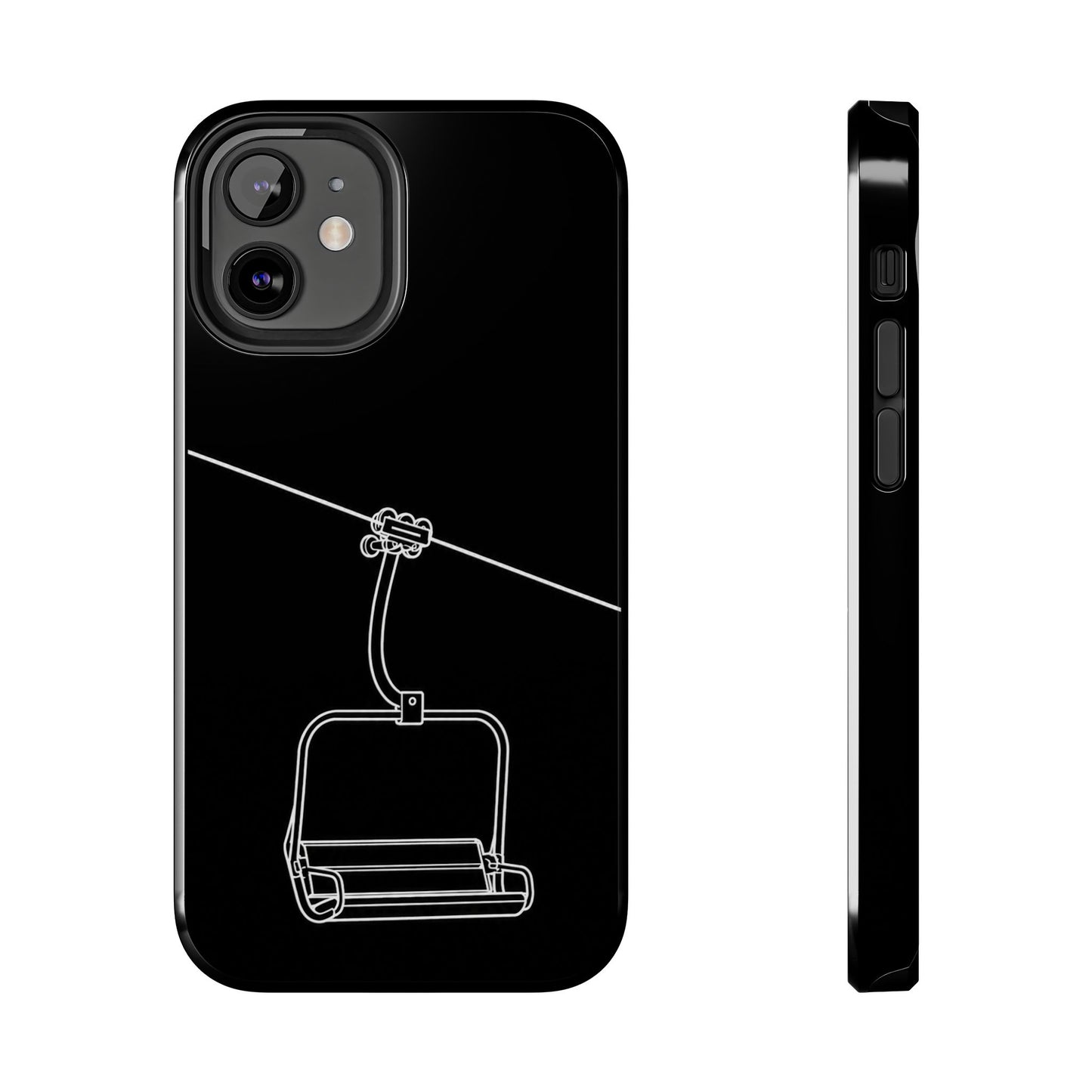 Ski Lift Line Art Tough Phone Case — Minimalist Mountain Chairlift Design