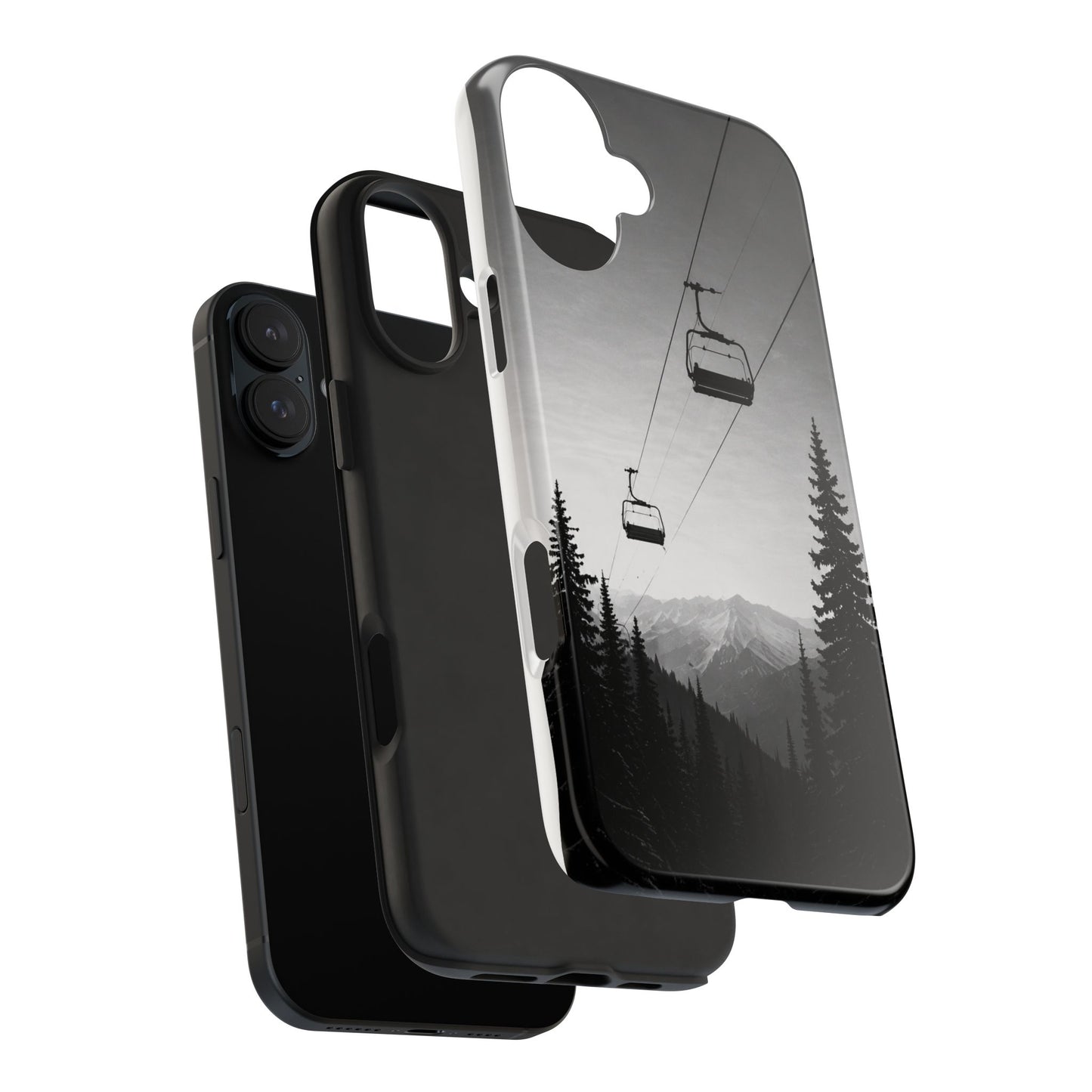 Tough Phone Case — Monochrome Mountain Ski Lift Design