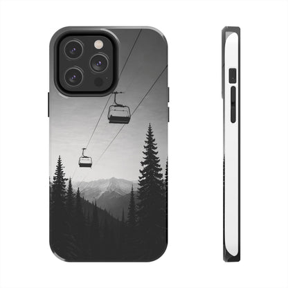 Tough Phone Case — Monochrome Mountain Ski Lift Design