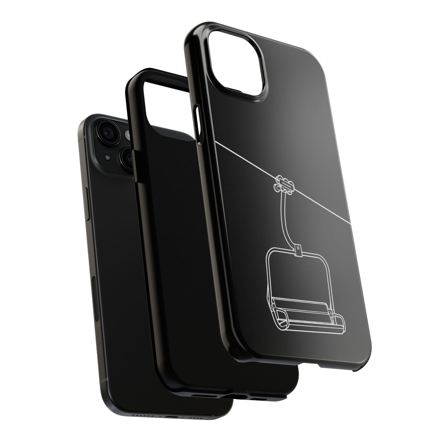 Ski Lift Line Art Tough Phone Case — Minimalist Mountain Chairlift Design
