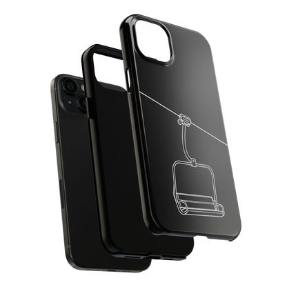 Ski Lift Line Art Tough Phone Case — Minimalist Mountain Chairlift Design
