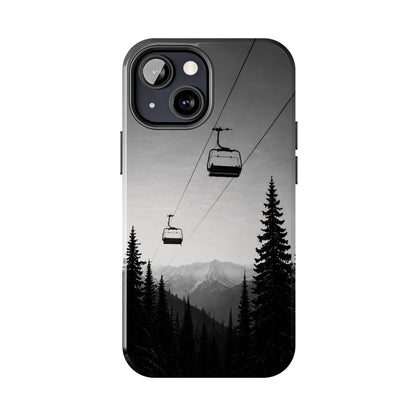 Tough Phone Case — Monochrome Mountain Ski Lift Design