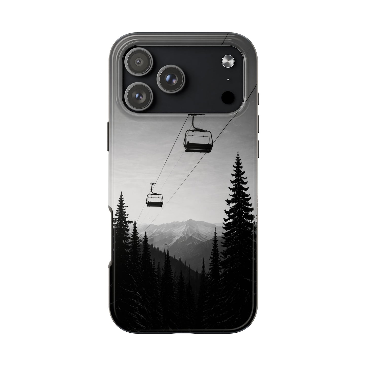 Tough Phone Case — Monochrome Mountain Ski Lift Design