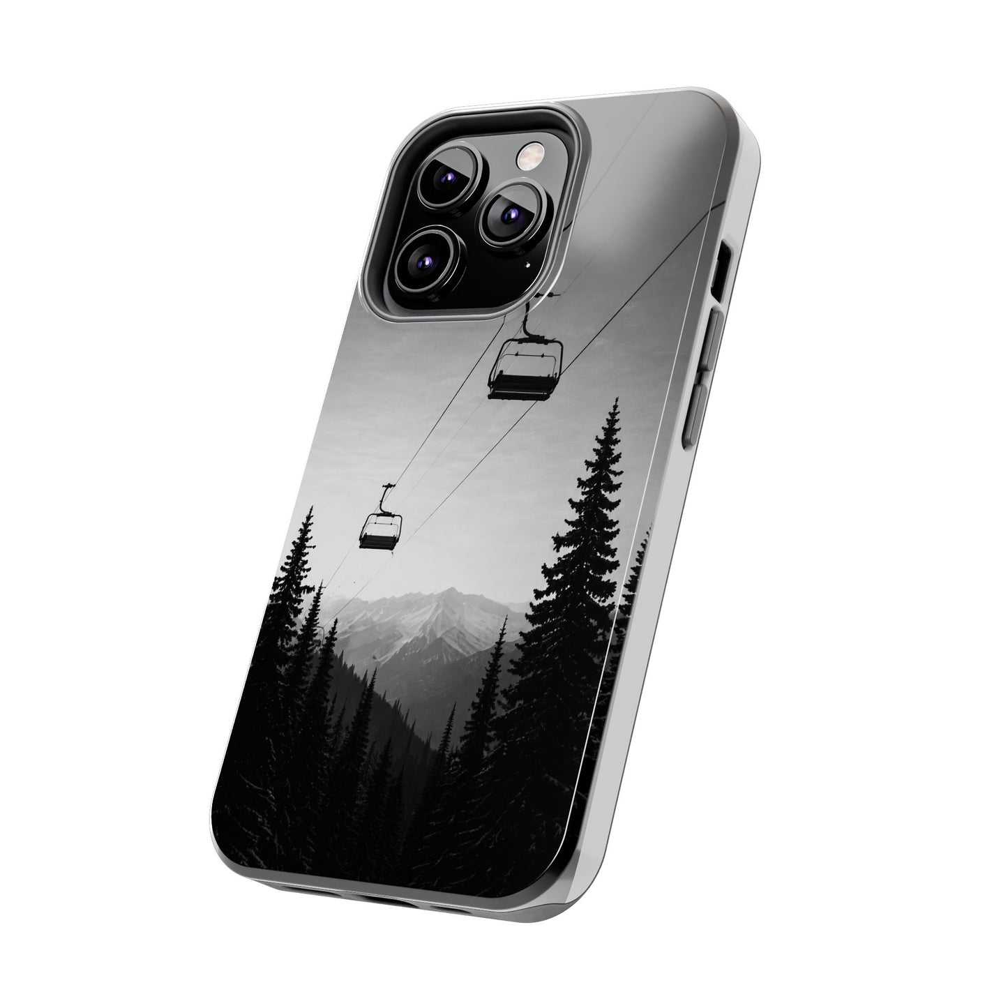 Tough Phone Case — Monochrome Mountain Ski Lift Design