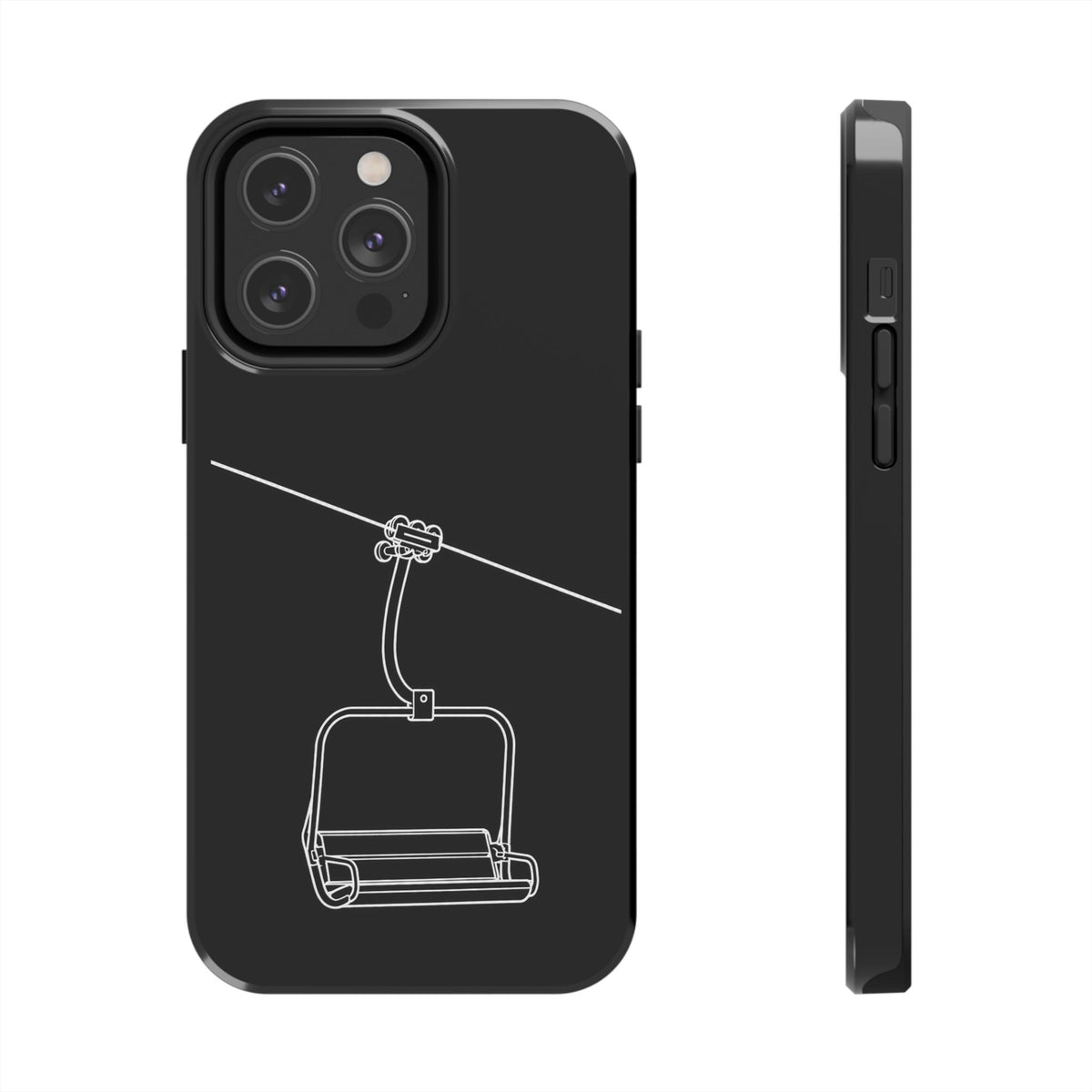 Ski Lift Line Art Tough Phone Case — Minimalist Mountain Chairlift Design