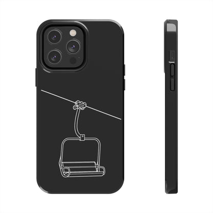 Ski Lift Line Art Tough Phone Case — Minimalist Mountain Chairlift Design