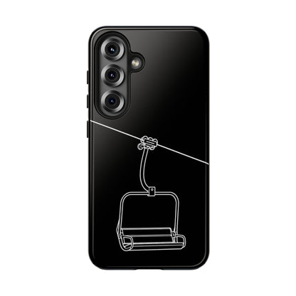 Ski Lift Line Art Tough Phone Case — Minimalist Mountain Chairlift Design