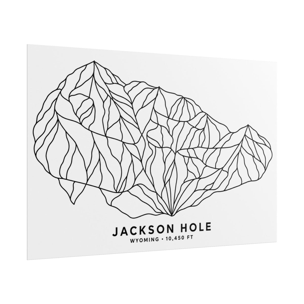 Angled view of the Jackson Hole mountain line-art poster