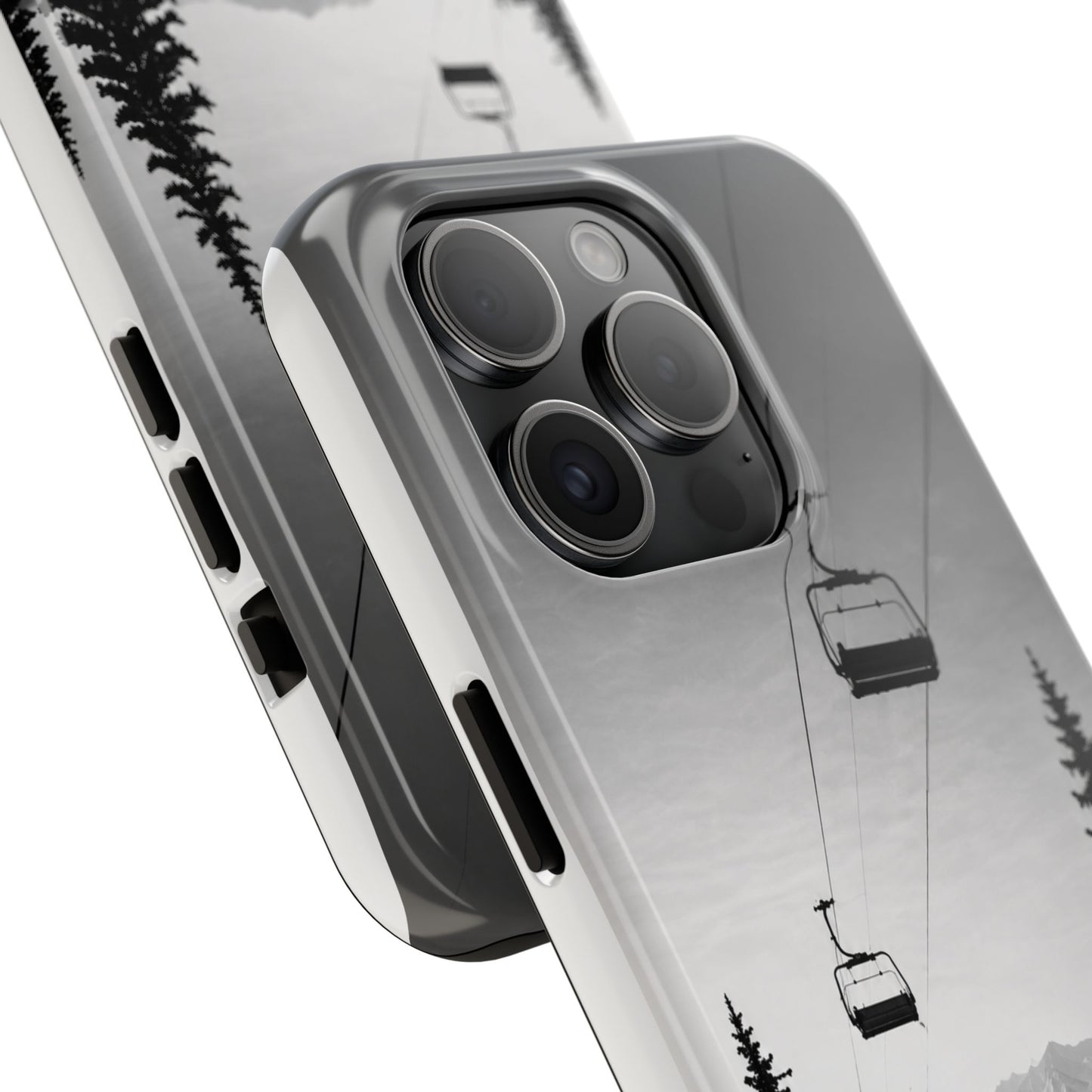 Tough Phone Case — Monochrome Mountain Ski Lift Design