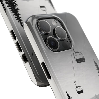 Tough Phone Case — Monochrome Mountain Ski Lift Design