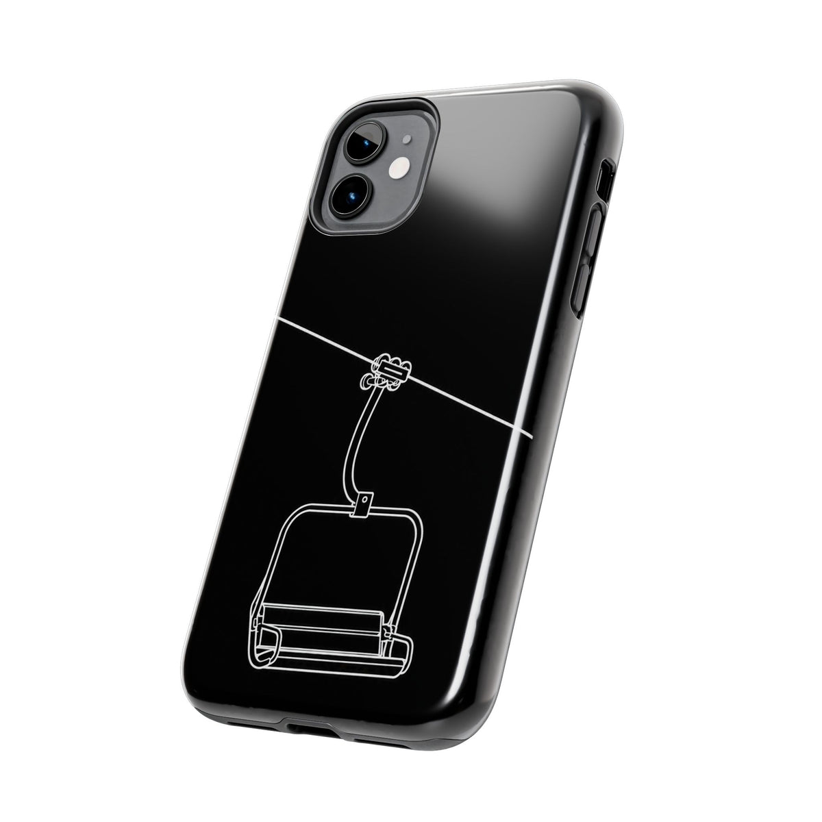 Ski Lift Line Art Tough Phone Case — Minimalist Mountain Chairlift Design