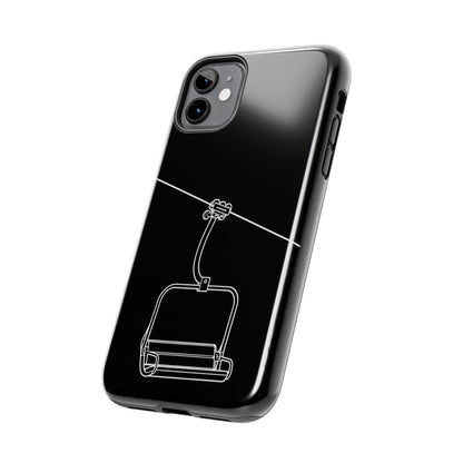 Ski Lift Line Art Tough Phone Case — Minimalist Mountain Chairlift Design
