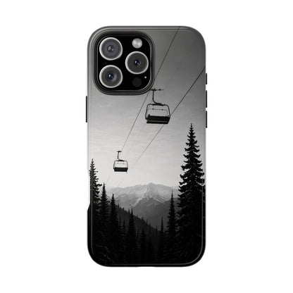 Tough Phone Case — Monochrome Mountain Ski Lift Design