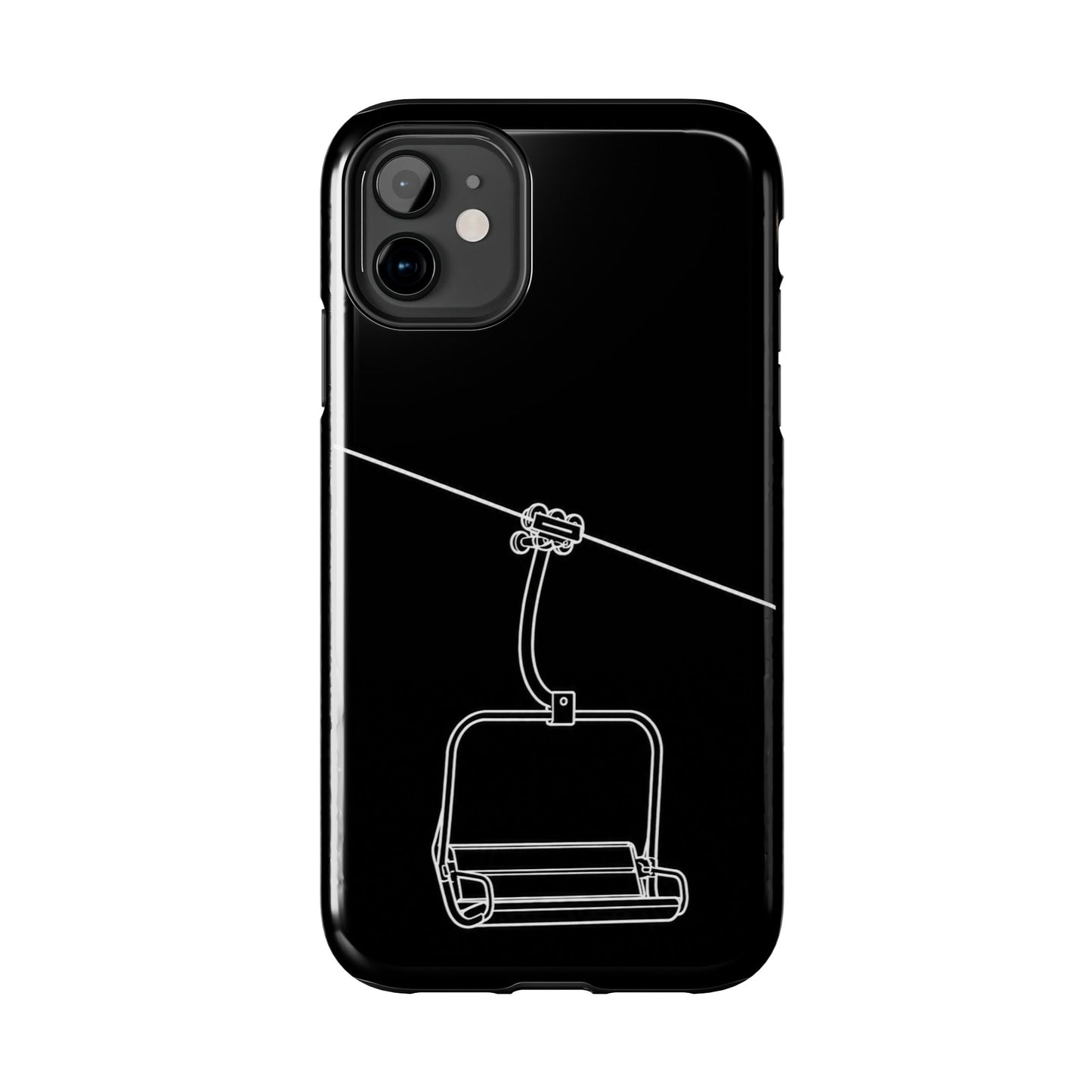 Ski Lift Line Art Tough Phone Case — Minimalist Mountain Chairlift Design