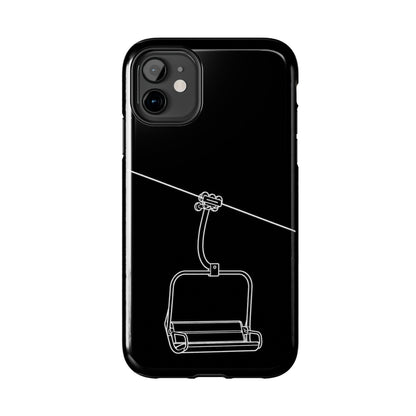 Ski Lift Line Art Tough Phone Case — Minimalist Mountain Chairlift Design