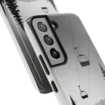 Tough Phone Case — Monochrome Mountain Ski Lift Design