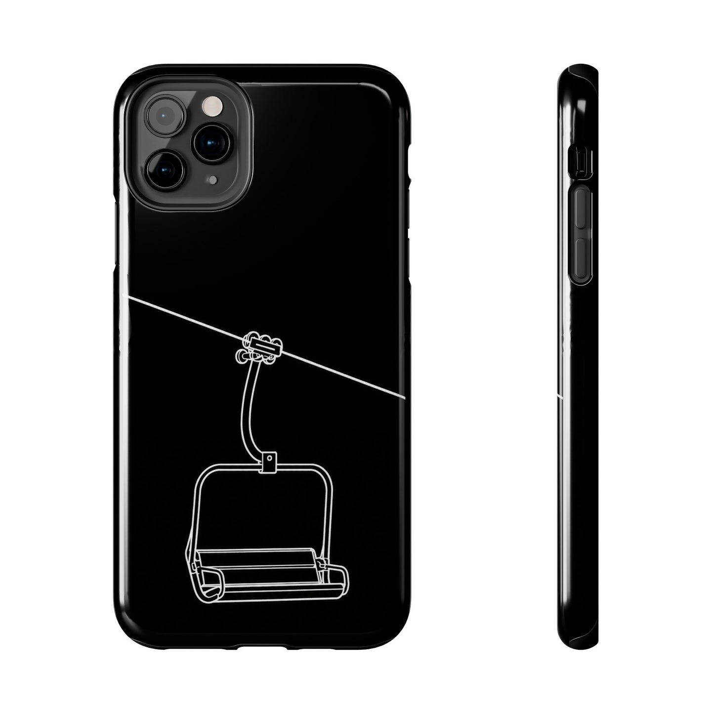 Ski Lift Line Art Tough Phone Case — Minimalist Mountain Chairlift Design