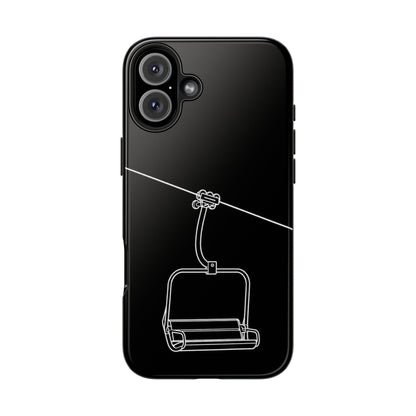 Ski Lift Line Art Tough Phone Case — Minimalist Mountain Chairlift Design