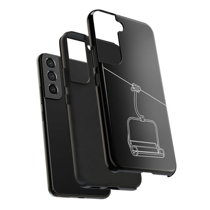 Ski Lift Line Art Tough Phone Case — Minimalist Mountain Chairlift Design