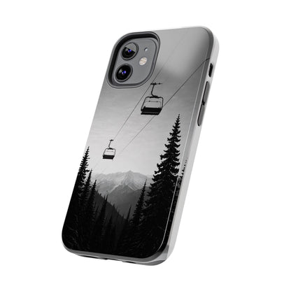Tough Phone Case — Monochrome Mountain Ski Lift Design
