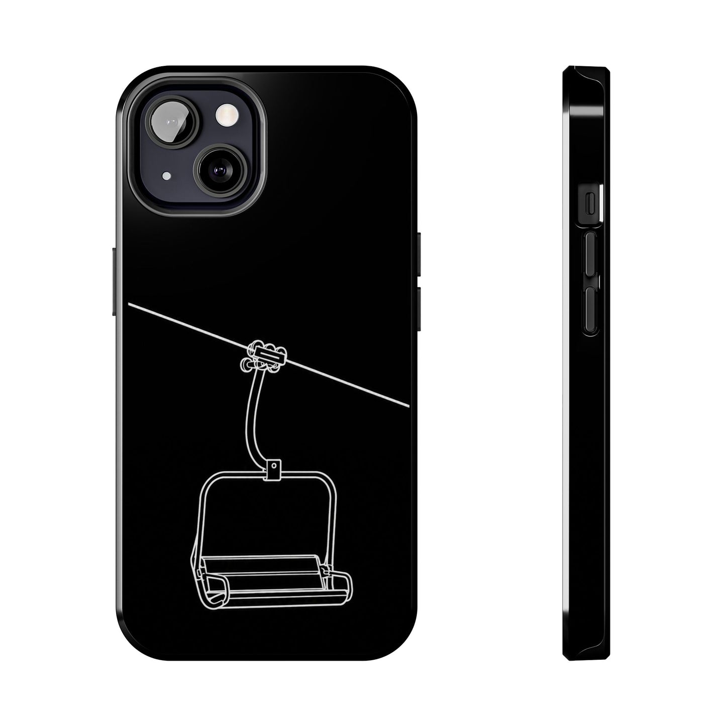 Ski Lift Line Art Tough Phone Case — Minimalist Mountain Chairlift Design